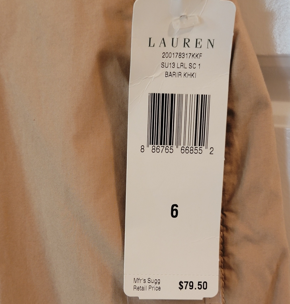 NWT Lauren Ralph Lauren Tan Wide-Leg Drawstring Pants Size 6 - Picture 8 of 11